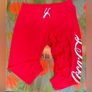 Coca Cola Red White Jogger Sweatpants Junior's Size 2XL Drawstring Elastic Waist